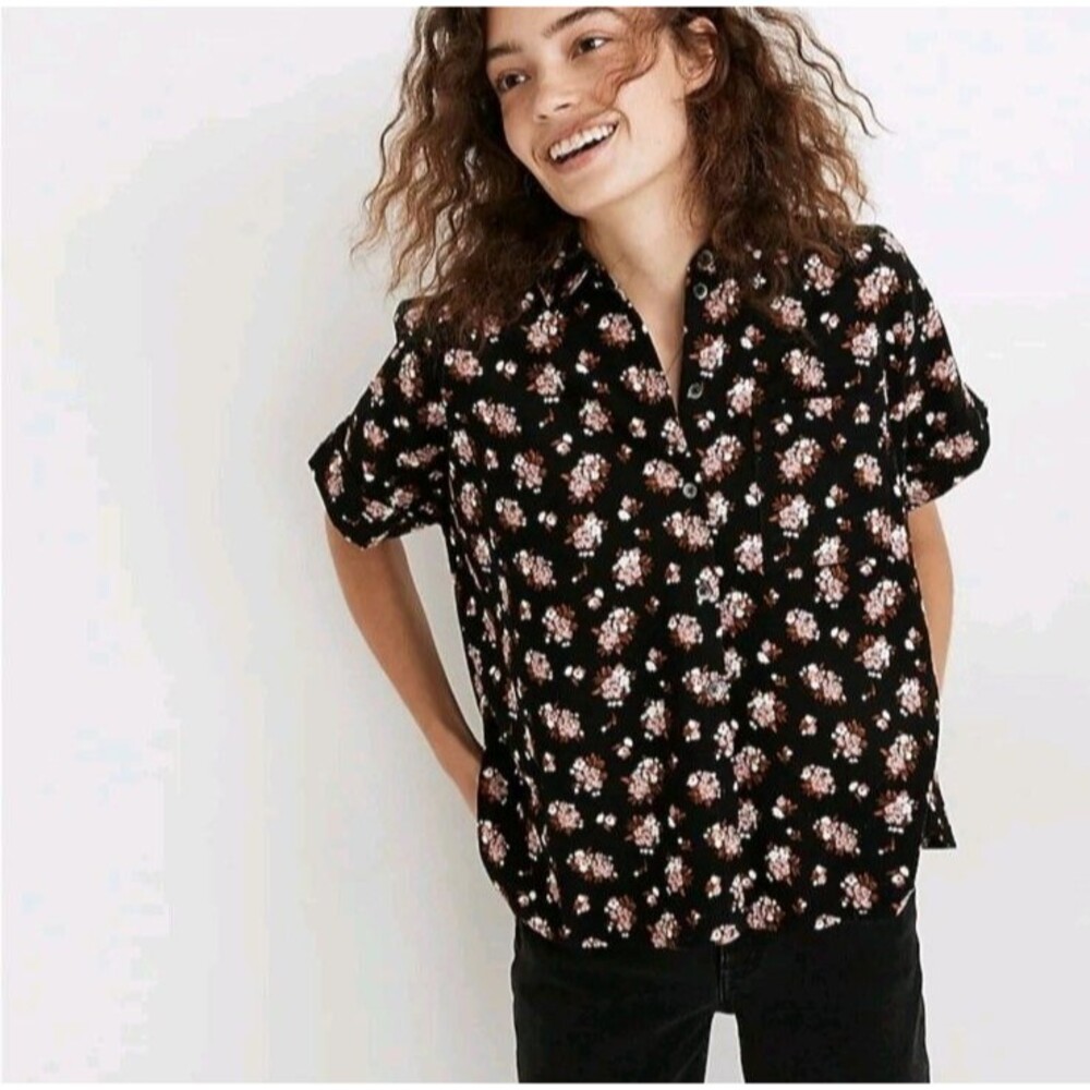 Madewell Corduroy Daily Button Front Shirt Homestead Bouquet Size XXS NWT